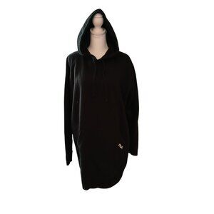 Fila black long cotton blend pullover hoodie size M